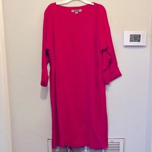 Flax Linen Dress-Fuscia